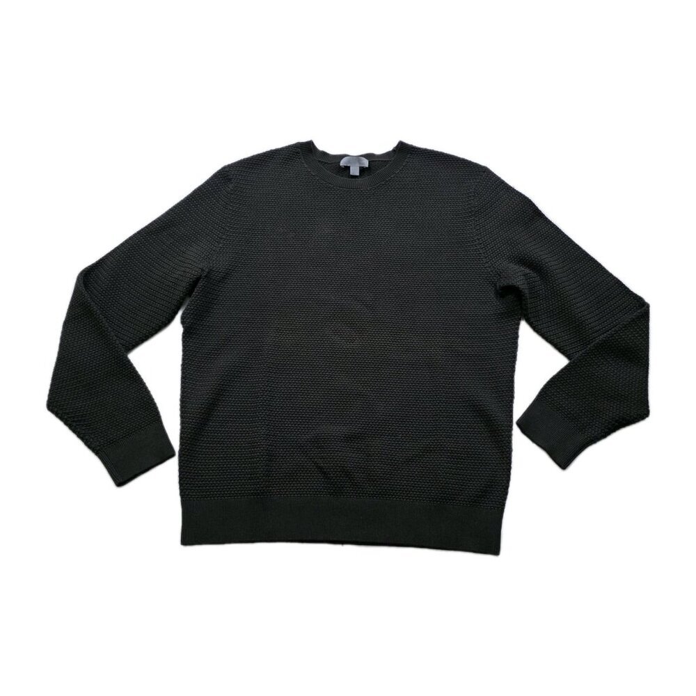 COS Sweater Mens M Dark Green LS Textured Knit Cotton Crewneck Grunge Minimalist
